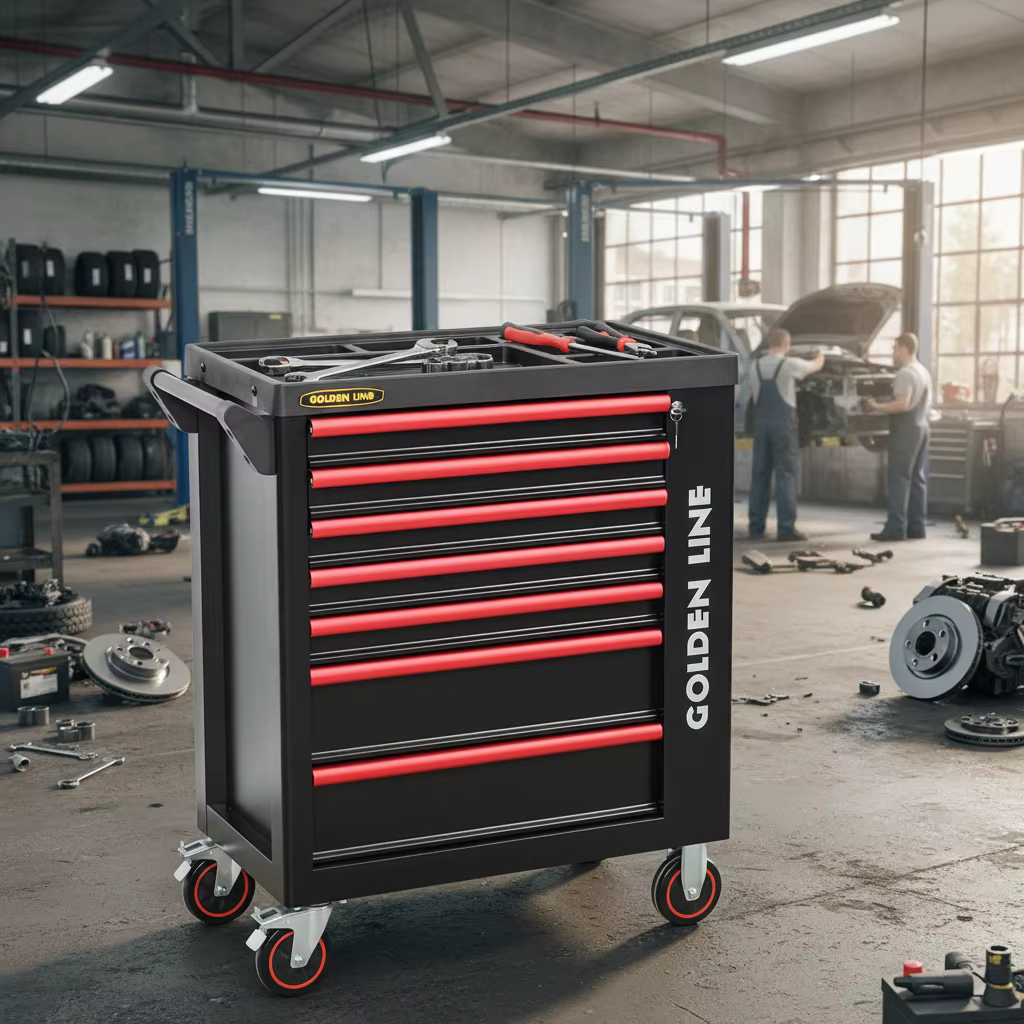 Chariot à outils en acier personnalisable en gros, armoire à roulettes verrouillable à 7 tiroirs pou