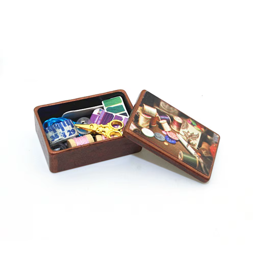 Boîte à coudre l'inventaire pour enfants, modèle de jouet 1:12, accessoires de maison de courses, je