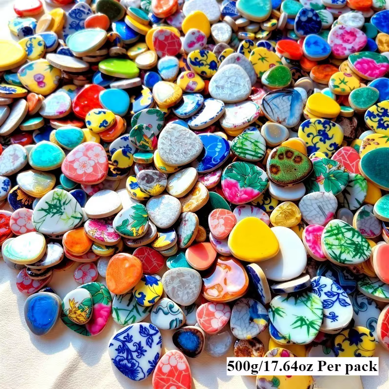 500g de carreaux décoratifs en céramique de couleurs mélangées pour le jardin, bricolage, décoration