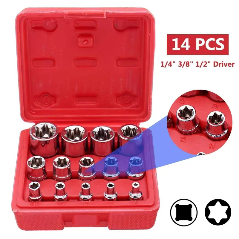 Jeu de douilles en forme d'étoile femelle Torx Bit, outil de réparation de voiture, 5/14 pouces, 1/4