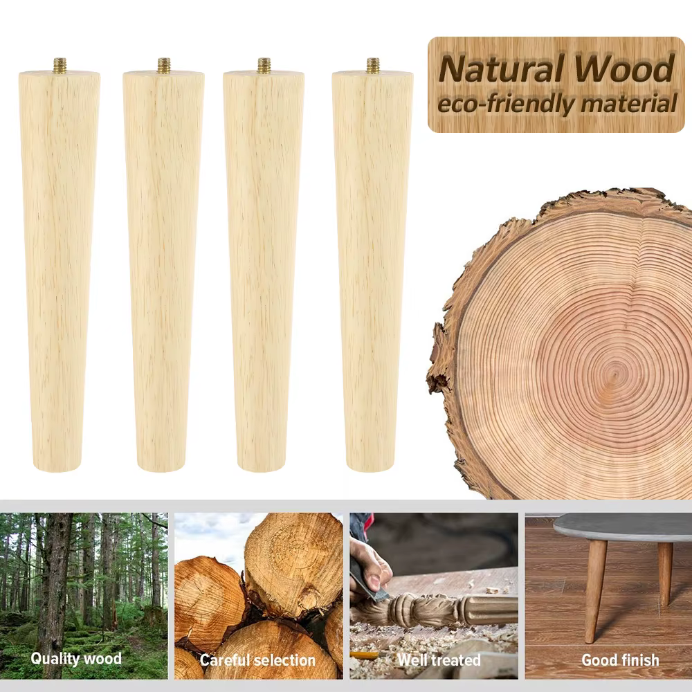 4 pièces pieds de meubles en bois massif pieds de Table obliques/droites pieds de canapé de chaise a