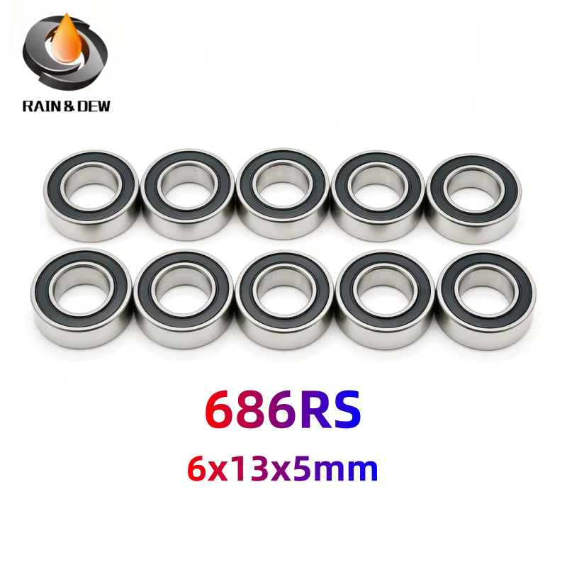 Roulements à billes miniatures 686-2RS ABEC-7 6x13x5 MM, 10 pièces, 686RS, 618/6RS, noirs, scellés,