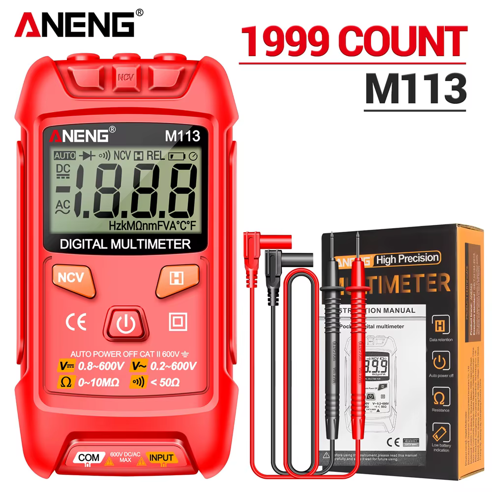 ANENG M113 multimètre Intelligent 1999 compte numérique AC/DC compteur de tension Ohm NCV mesure Min