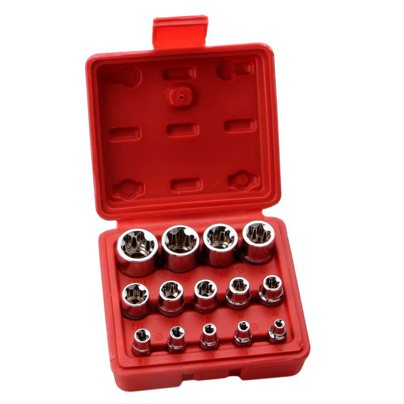 Jeu de douilles E-TORX 14 pièces-ensemble de douilles Torx femelle haut de gamme, douilles étoile co