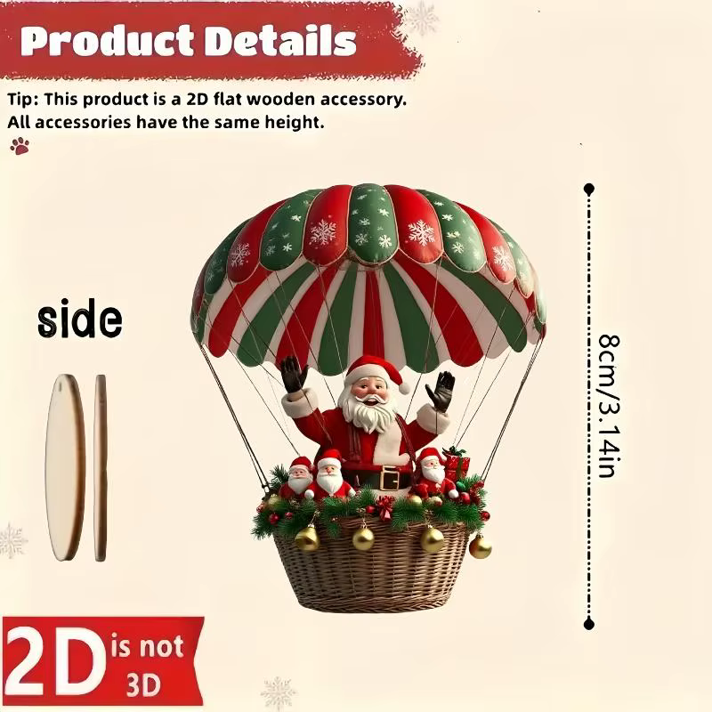 Ballon à Air chaud en bois de noël, 10 pièces, pendentif plat 2D en bois, décoration d'arbre de noël