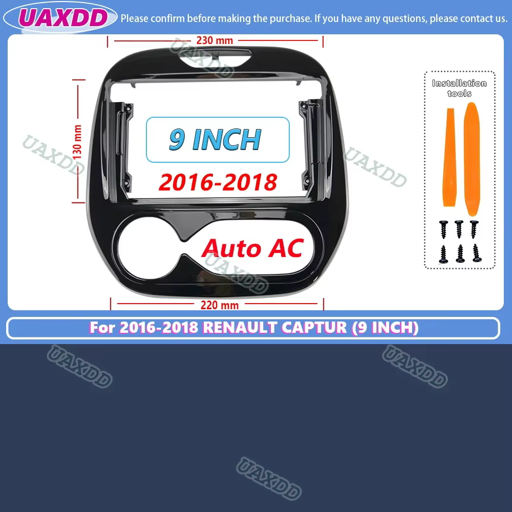 Cadre de panneau de Fascia en plastique pour autoradio, 2 Din, 9 pouces, pour RENAULT Captur manuel 