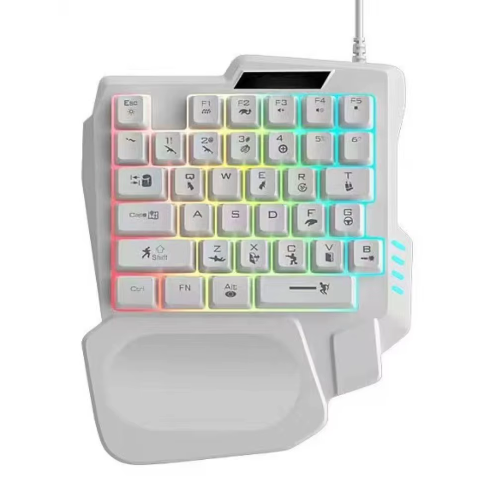 Clavier USB à une main lumineux Ultra-mince, 3 couleurs, rétro-éclairage, 35 touches, mécanique de j