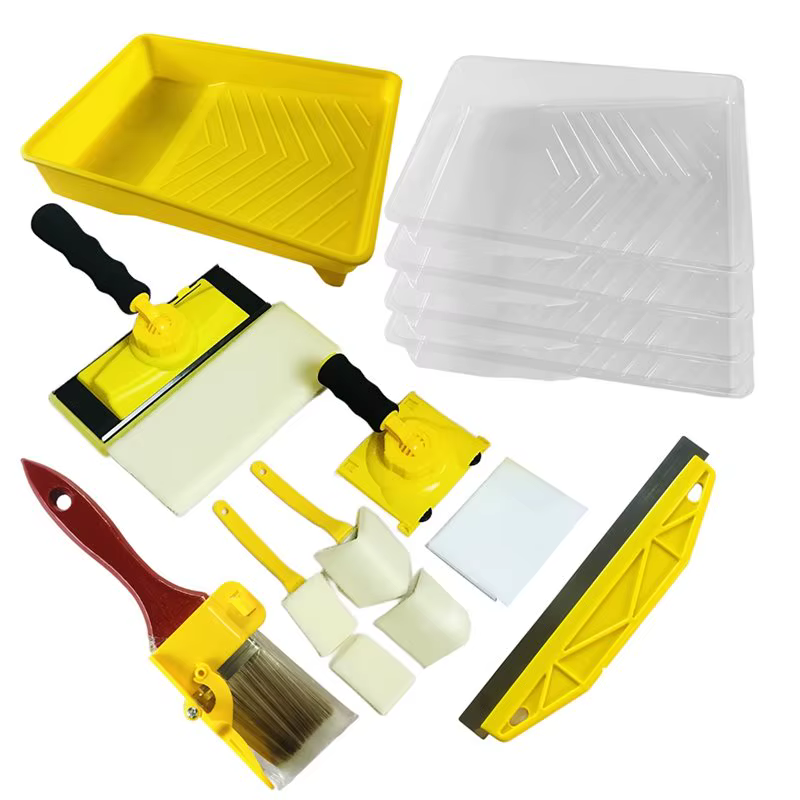 Kit d'outils de peinture A69epaint avec bac à peinture et pinceau - 15 pièces 360 °   Poignée rotati