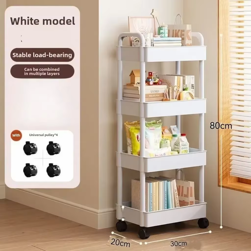 Chariot de rangement roulant multifonctionnel avec étagère ouverte, présentoir à livres, chariot de 