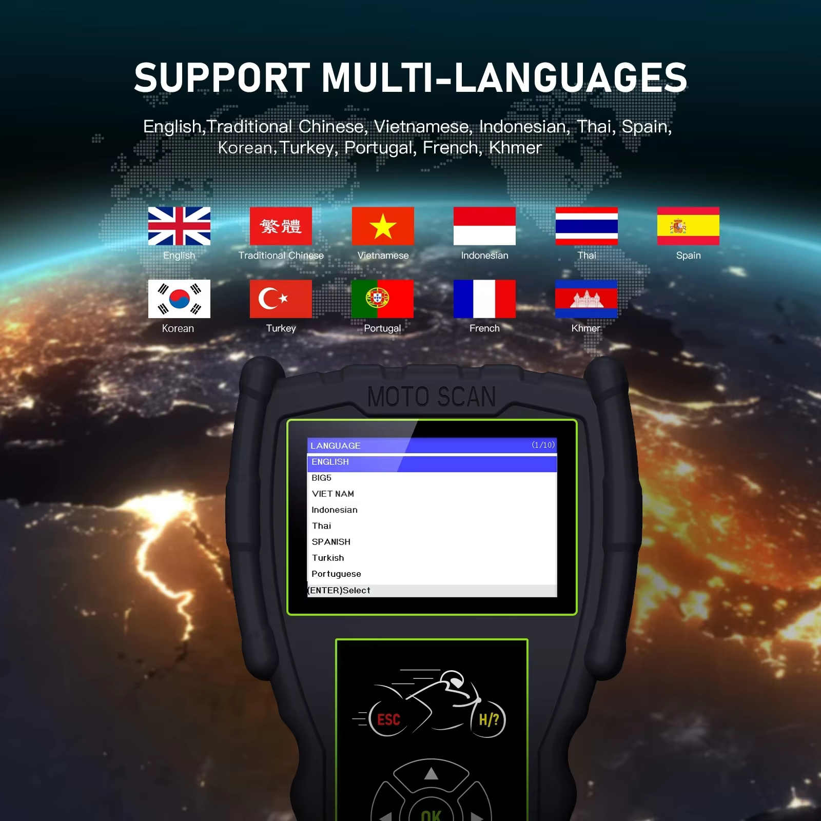 JDiag M100 Pro Scanner de Diagnostic de moto outil de Diagnostic de défauts OBD2 lecteur de Code de 