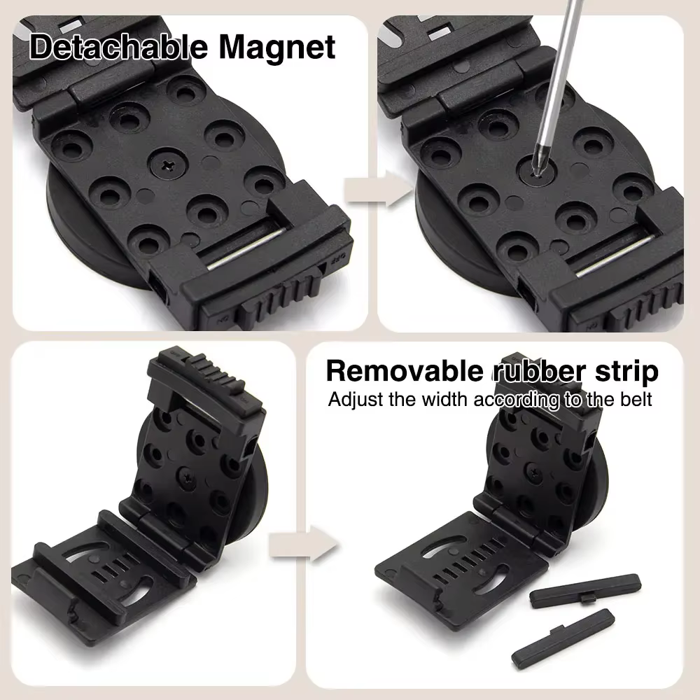 Clip de ceinture magnétique, enveloppe en caoutchouc Portable réglable avec forte ventouse pour vis,