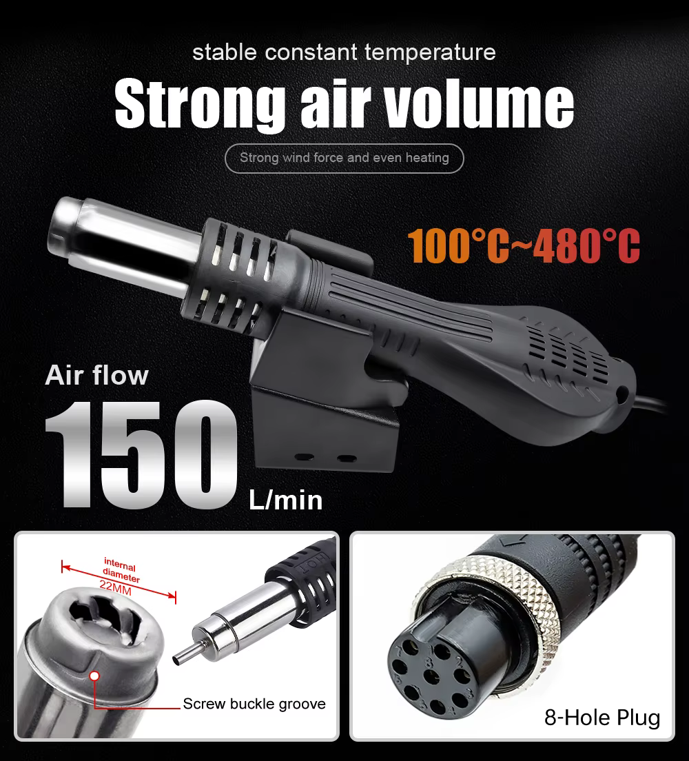 Pistolet thermique JCD 750W avec écran numérique, station de soudage micro-réparation, pistolet à ai