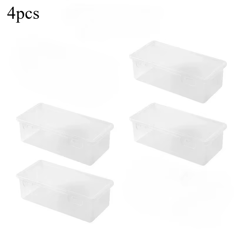 4 boîtes de rangement transparentes en PP de grande taille avec couvercles, utilisées pour ranger le