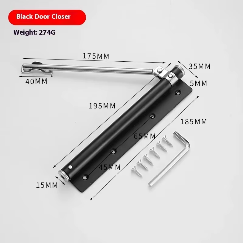 Serrure de porte à fermeture automatique réglable, en alliage d'aluminium, bras de porte automatique
