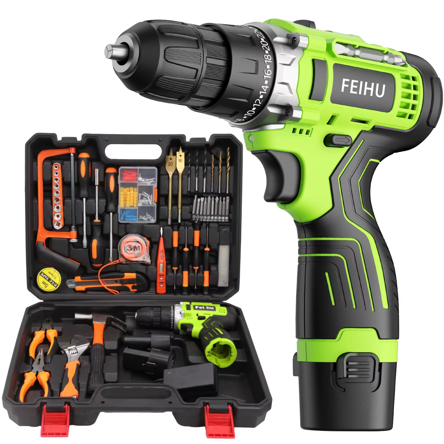 Perceuse électrique 108 pièces, kit d'outils professionnels pratiques pour la maison, tournevis sans