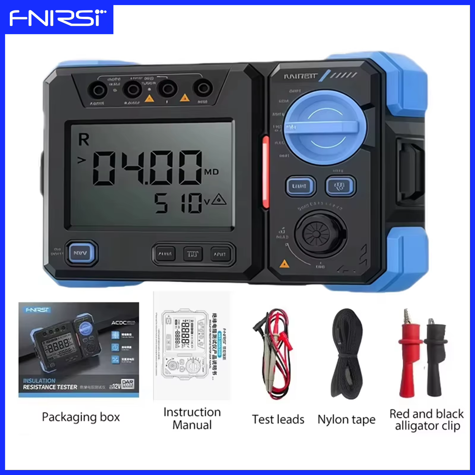 Testeur de résistance d'isolement FNIRSI MRT-1050 1000V 20G Ω Mégohmmètre Mesure de tension AC/DC Vé