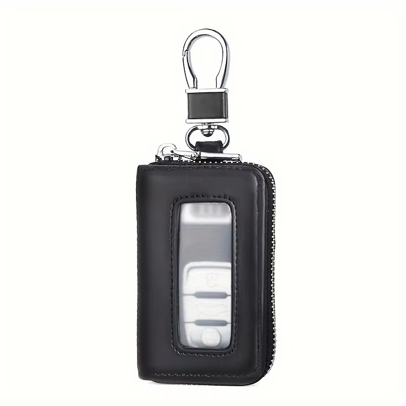 Étui en cuir pour clés, motif litchi, luxe léger, avec fenêtre miroir visible, pour télécommande, ét