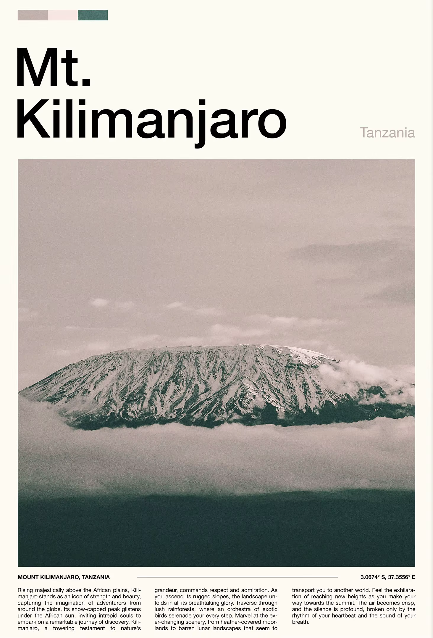 Affiches de la gamme de montagnes célèbres Kilimanjaro, imprimés de photos du Mont Everest K2, peint