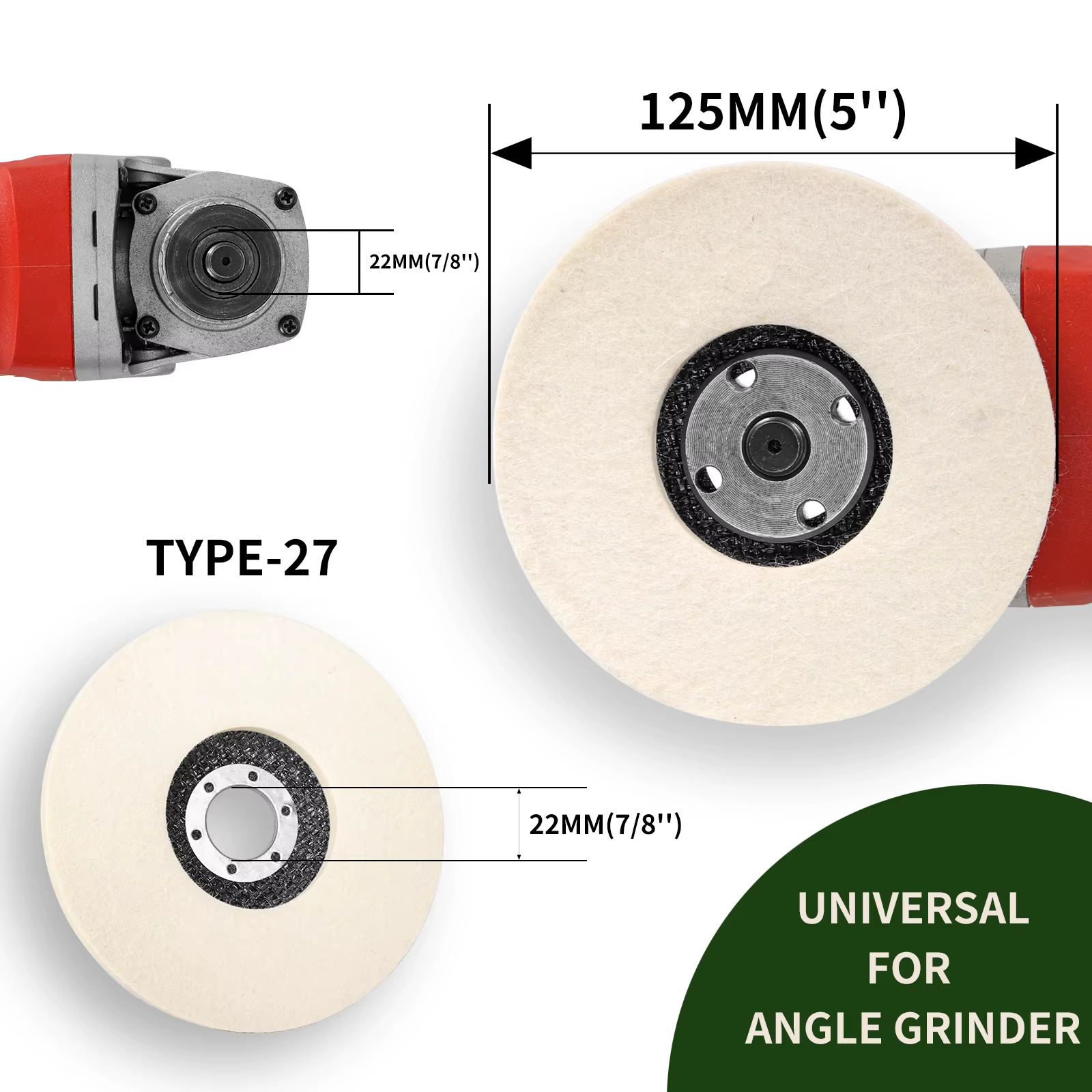 Roue de polissage en laine 100/115/125mm, tampons de polissage, meuleuse d'angle, disque de polissag