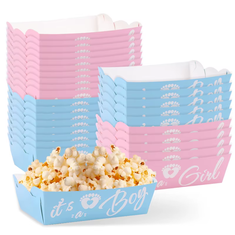 Plateaux alimentaires en papier pour révélation du sexe, 6/12/20 pièces, bonbons, biscuits, collatio