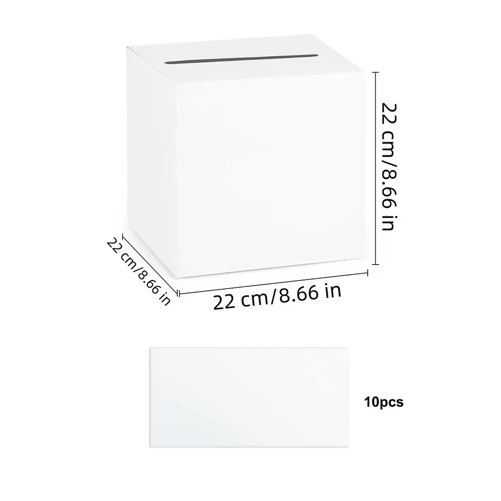 Boîtes à Enveloppes Blanches et Noires pour Mariage, Boîte à Cartes de Vœux, Boîte Cadeau en Carton,