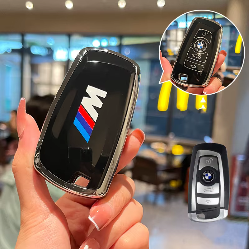 Housse de protection pour clé de voiture avec logo BMW, pour BMW 530i 550i 320i 1 2 3 4 5 Series 118