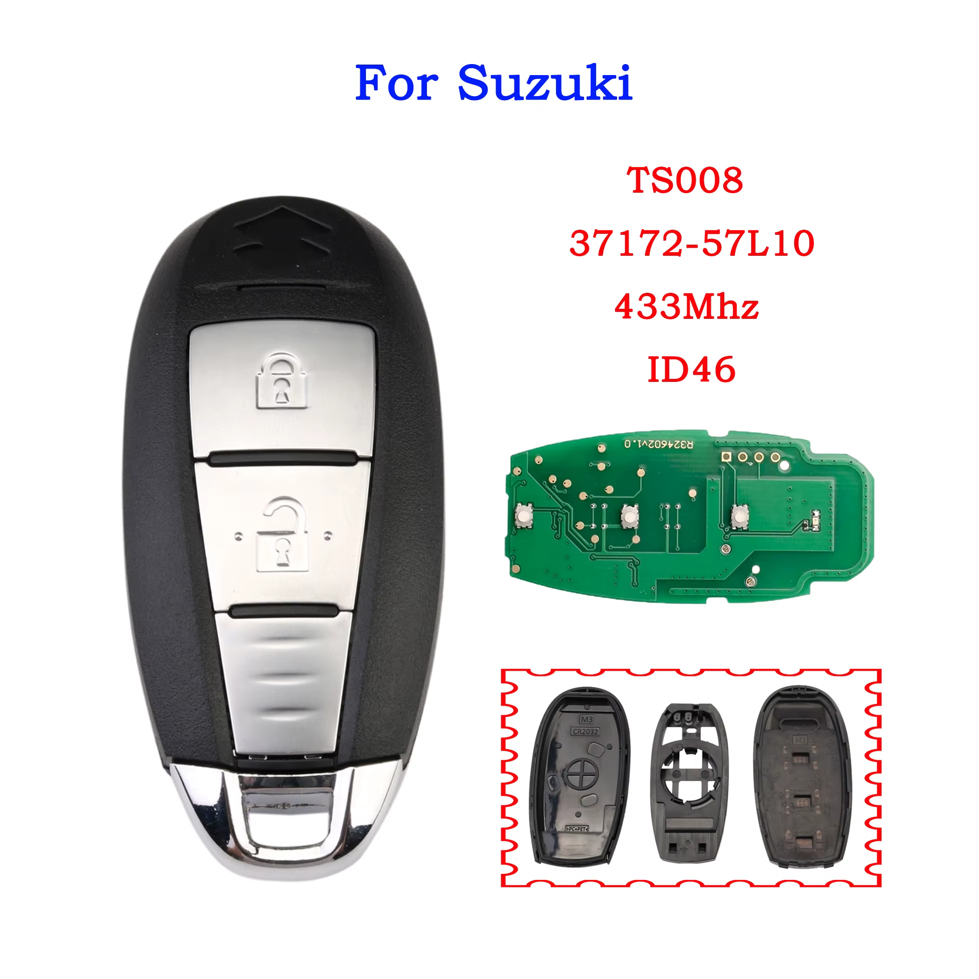 Hindley TS008 clé de voiture intelligente pour Suzuki Swift Kizashi 2010-2018 2/3 boutons télécomman