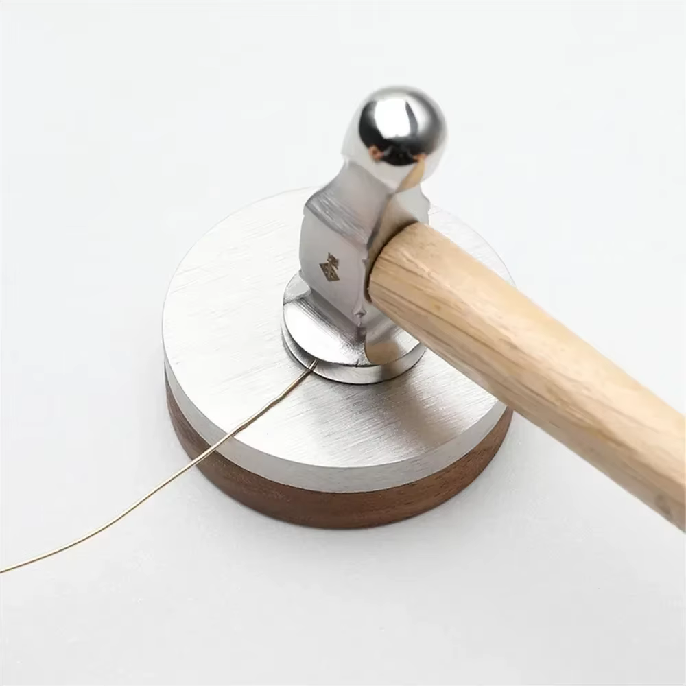 Marteau à tête ronde en acier inoxydable, Mini outil manuel professionnel en bois, bijoux de travail