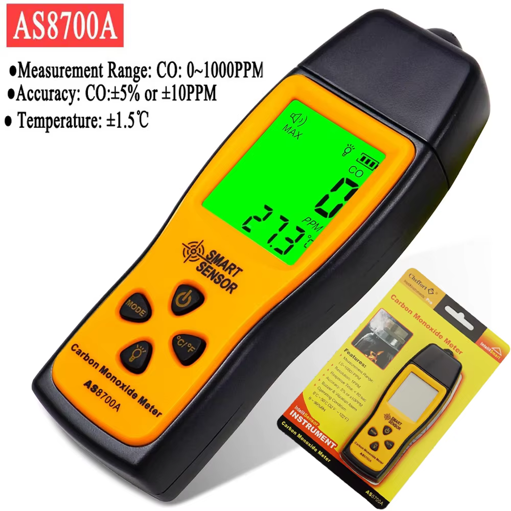 Détecteur de monoxyde de carbone portatif, testeur professionnel de gaz CO avec écran LCD rétroéclai