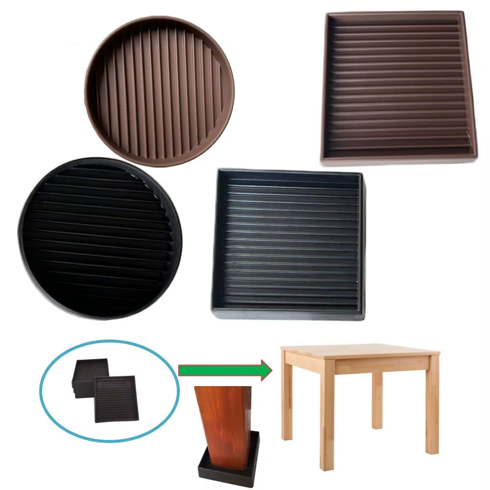 4 pièces/ensemble coussinets de meubles antidérapants carrés ronds en caoutchouc meubles roulettes t
