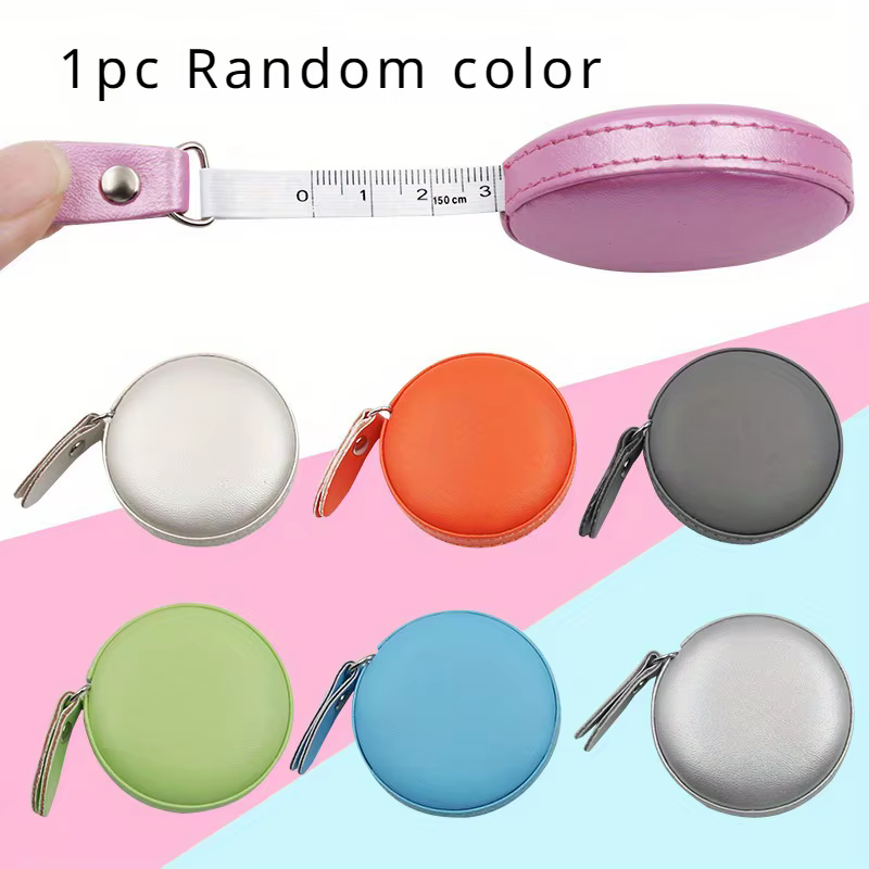 1 mini-mètre ruban de style macaron – Portable, en similicuir, avec fonction de verrouillage positif