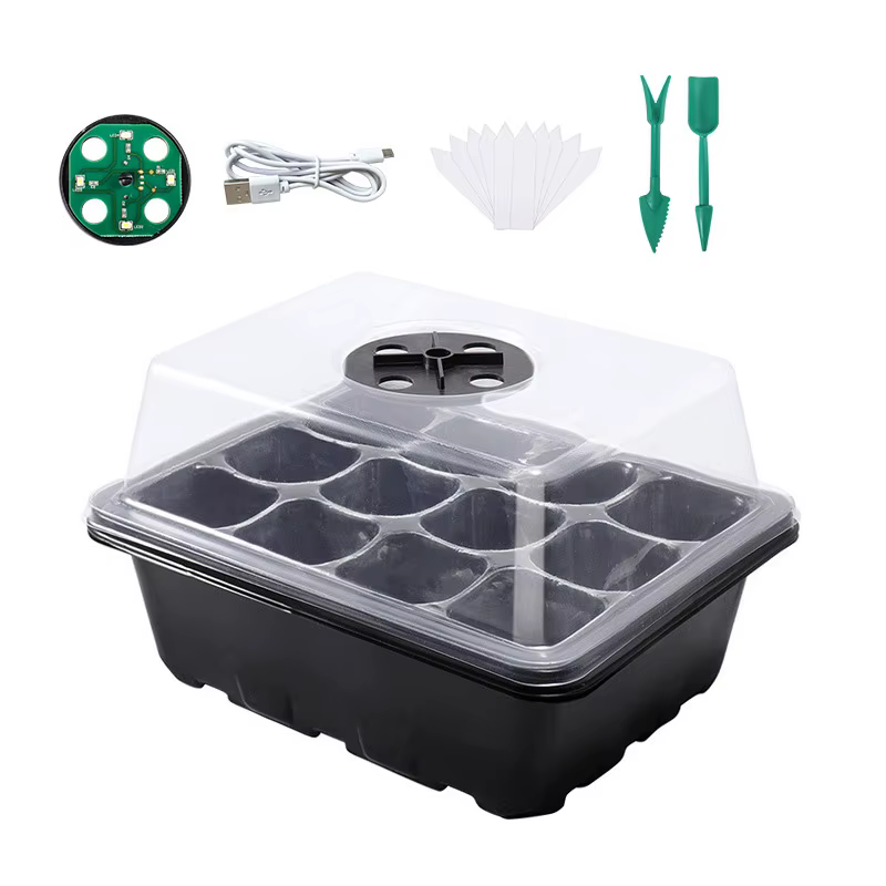 Boîte de germination pour semis avec éclairage LED, pot de pépinière, germeur de semis, ventilation 