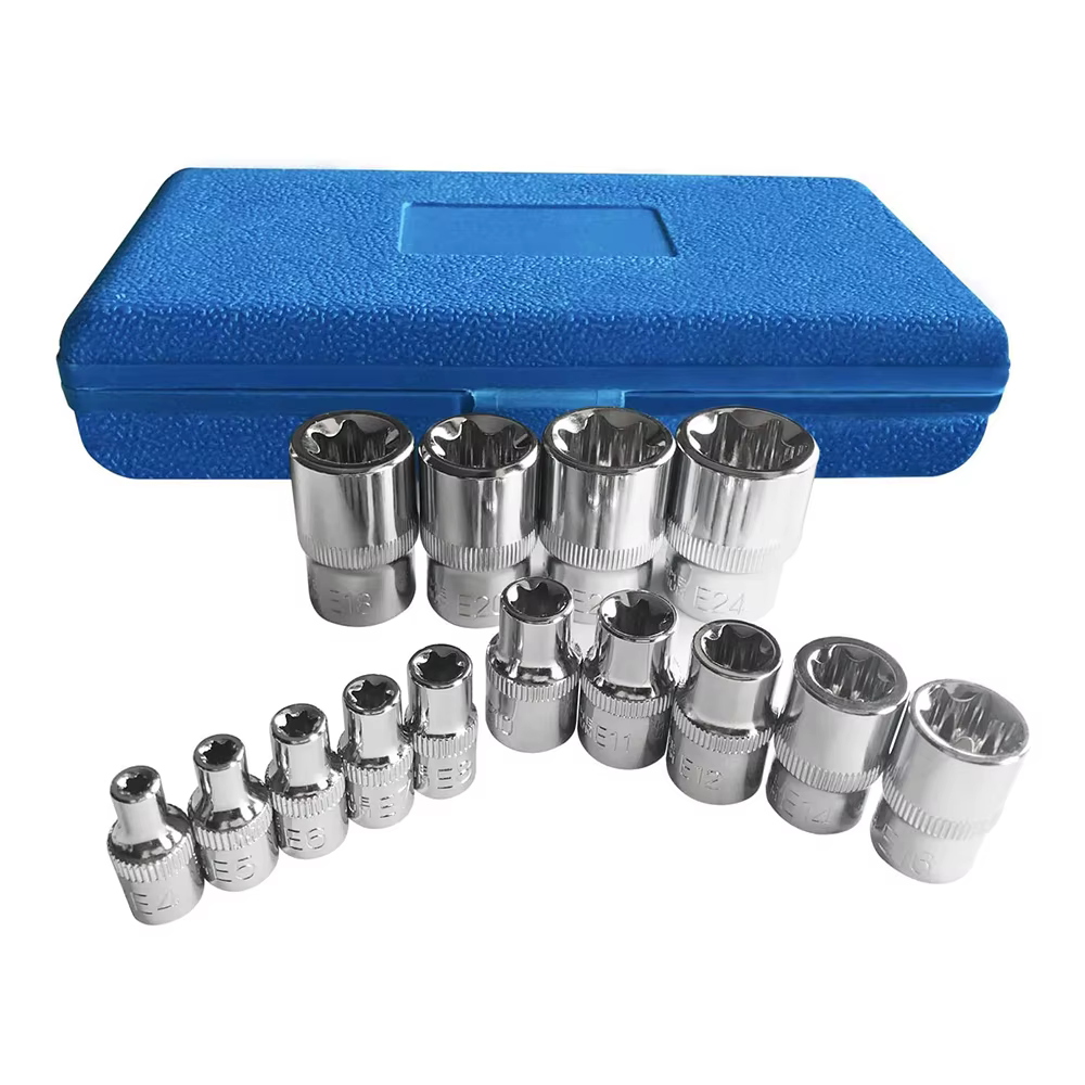 Jeu de douilles Torx Tamper Verde Torx Star Bit Torq Couple Femelle E-socket Set E4-E24 1/4 "3/8" 1/