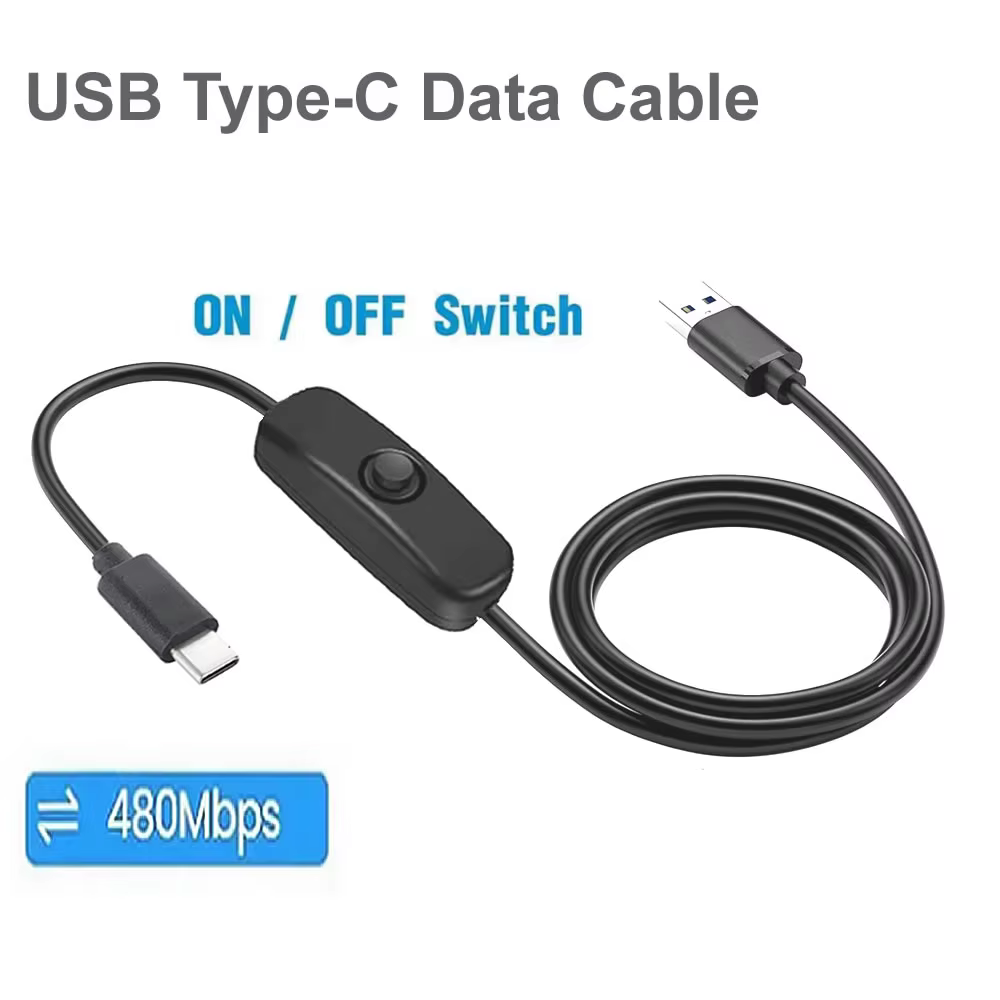 Câble de données USB vers Type-C avec interrupteur marche/arrêt pour une charge rapide et un transfe