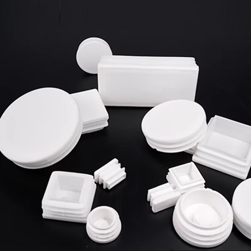 Bouchon de tuyau en plastique carré blanc, 10 pièces, capuchon rond, extrémité du tube, bouchon inté