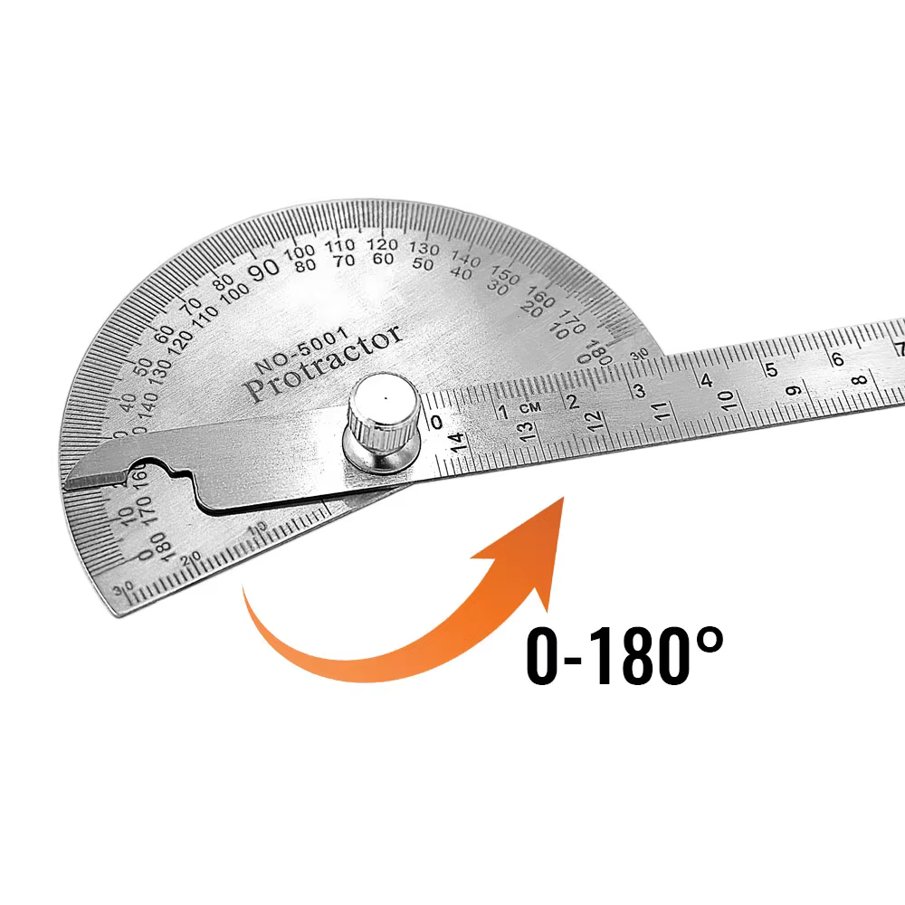 Règle de rapporteur de mesure d'angle, détecteur de métaux, goniomètre de jauge à 180 degrés, outil 