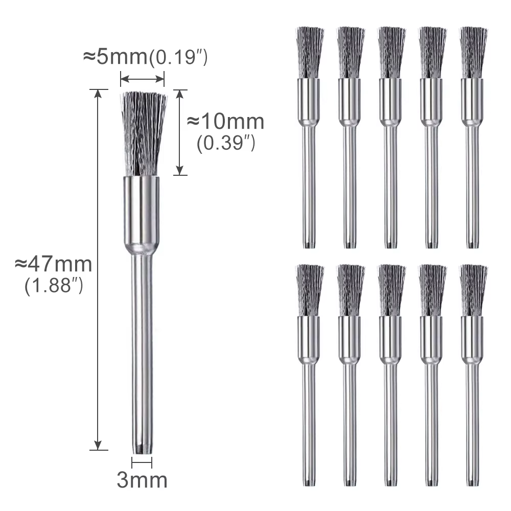 CMCP – jeu de brosses à roue en fil d'acier, tige de 3.0mm pour outil rotatif Dremel, outil de polis