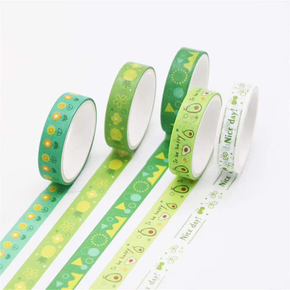 5 rouleaux/boîte de ruban adhésif washi pour scrapbooking, papeterie scolaire mignonne