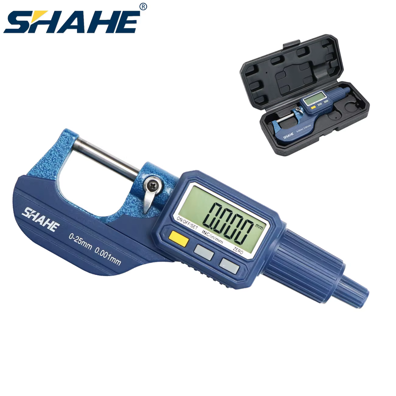 Micromètre numérique externe 0-25 mm avec grand écran LCD clair, pointe en carbure, mesure absolue e