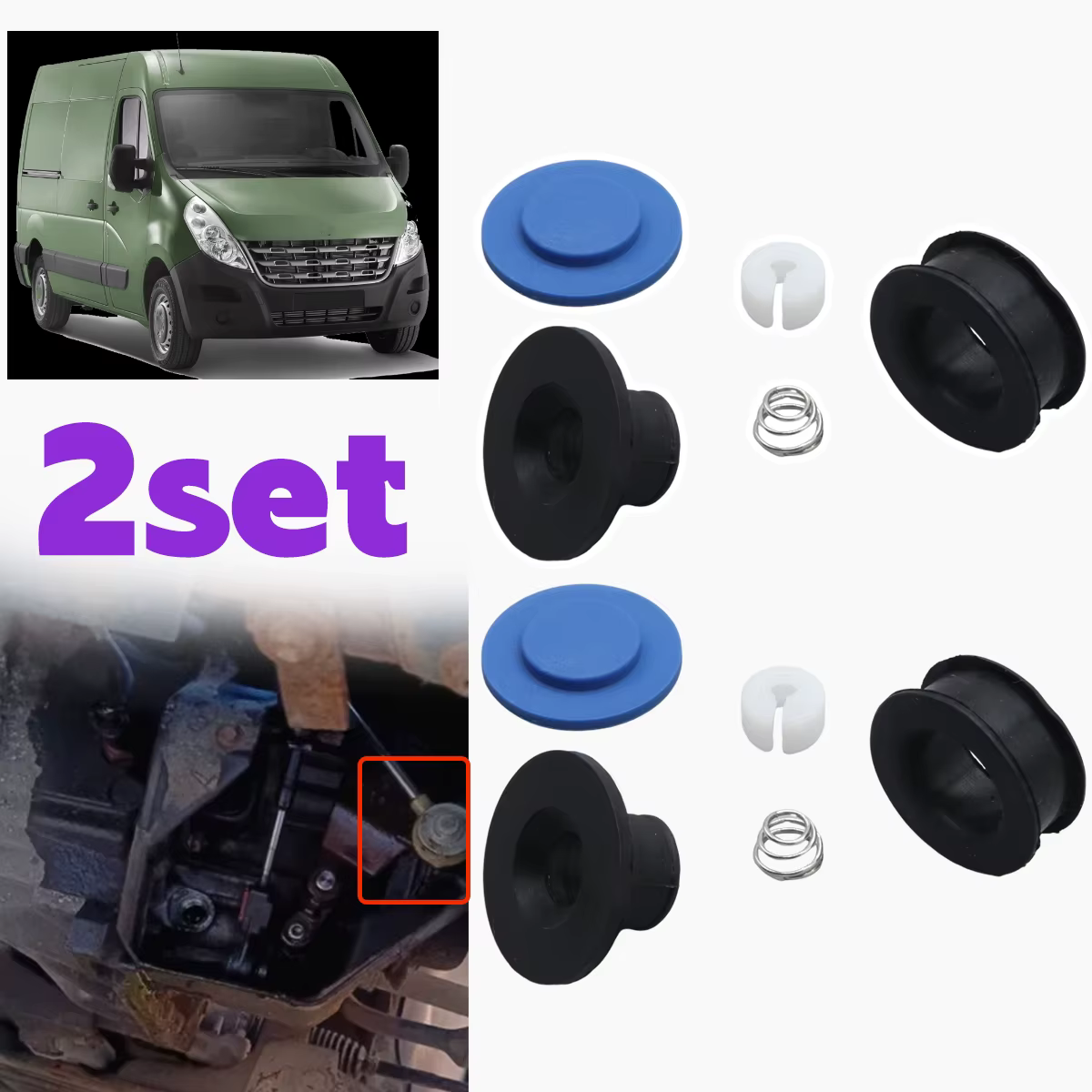 Kit de réparation de douille de câble de liaison de boîte de vitesses, 2 jeux, pour Renault Master I