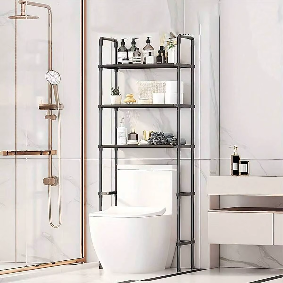 Support de rangement pour salle de bain 1 pièce-3ème étage, support de salle de bain au-dessus du si