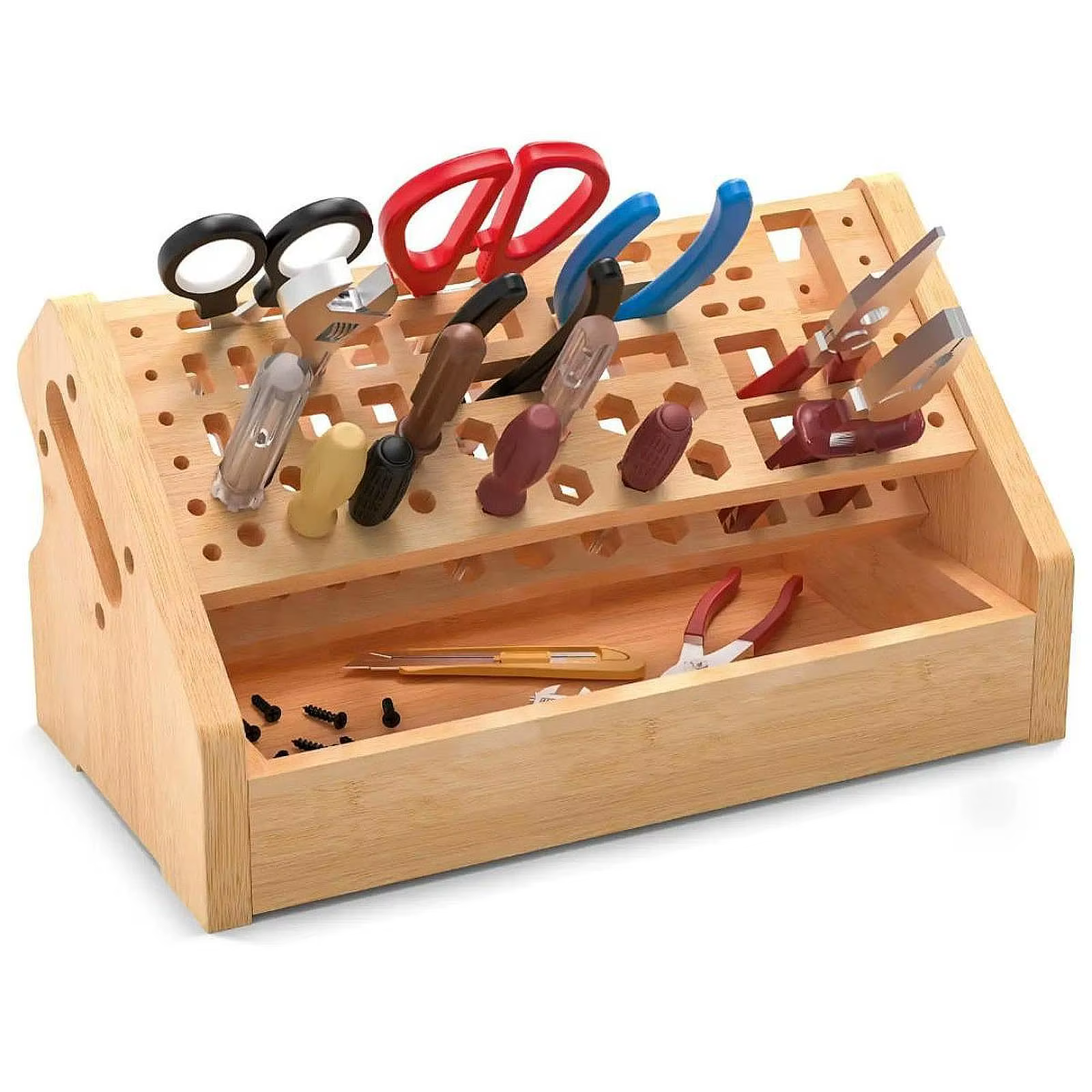 Support de rangement de tournevis, support de rangement multifonctionnel en bois avec plateau pour o