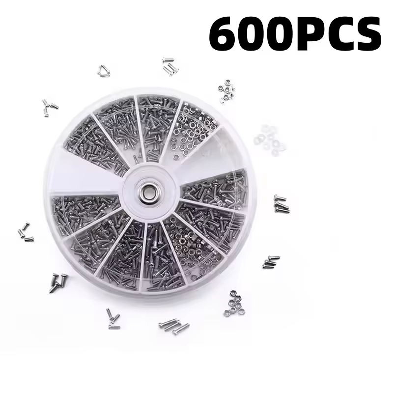 Kit de petites vis et écrous, 600/1000 pièces, vis électroniques en fer nickelé pour la réparation d