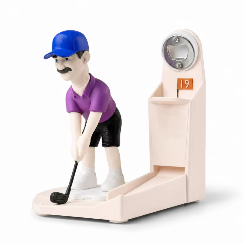 Décapsuleur de bouteille en forme de figurine de golfeur avec fente pour capsules, décoration de bar