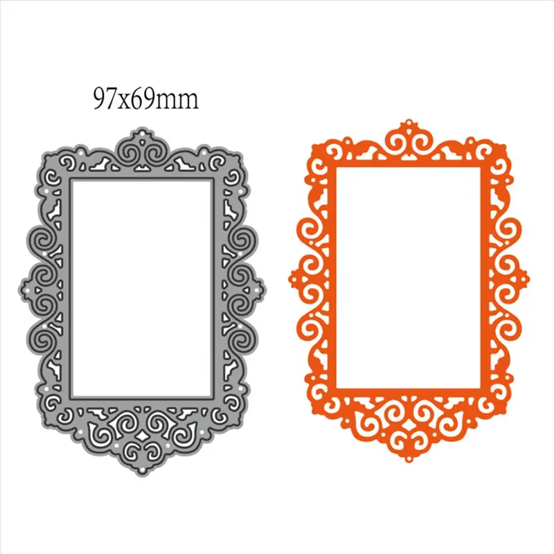 Matrices de découpe en métal pour cadre photo en dentelle, modèle de découpe rectangulaire, scrapboo