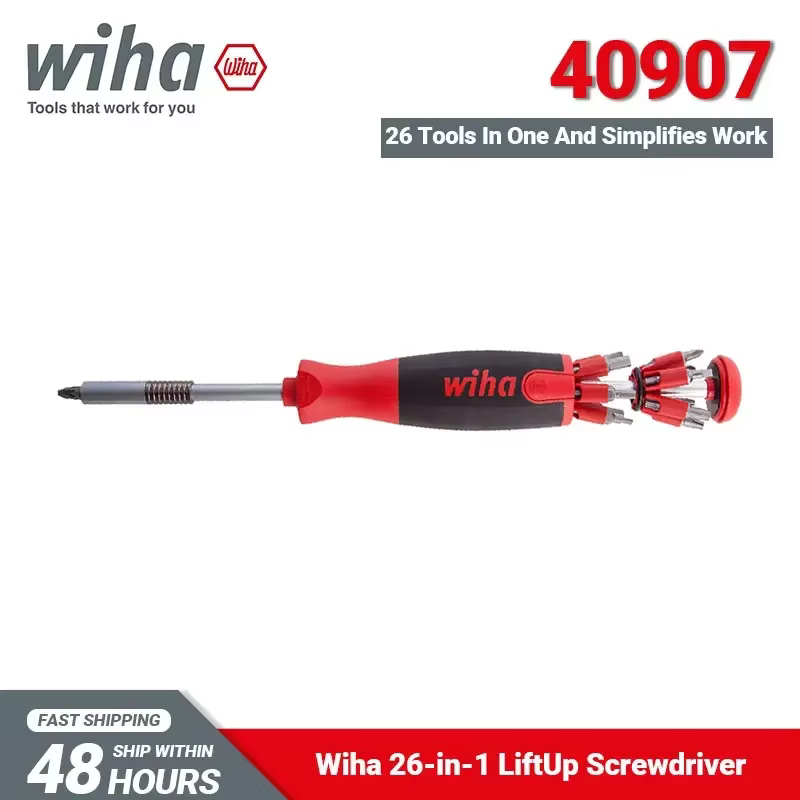Wiha 40907-Jeux de Tournevis de Levage 26 en 1, avec Porte-Embout de Magazine Mixte avec 13 Doubles 