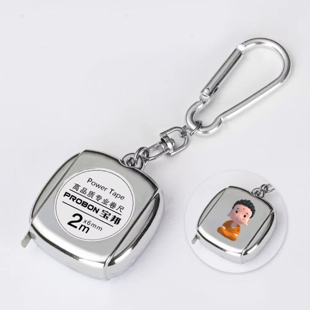 Mini porte-clés roulette délicat avec mètre ruban rétractable de 2M, outil de mesure