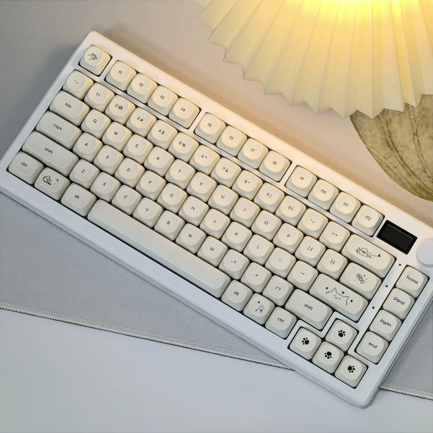 MAIMOOO Keycaps Simples Blanc Laiteux Chat Mignon 124 Touches PBT Profil MOA Personnalisé Coréen Rus