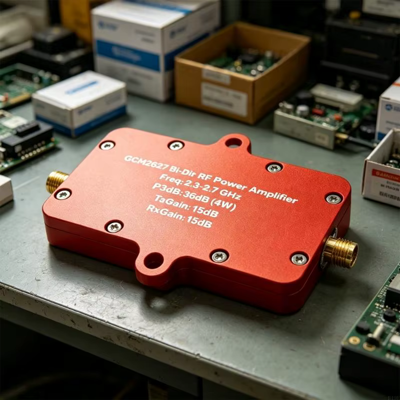 Amplificateur puissance bidirectionnel en aluminium, plages fréquence 2.3-2.7GHz avec gains 15db pou