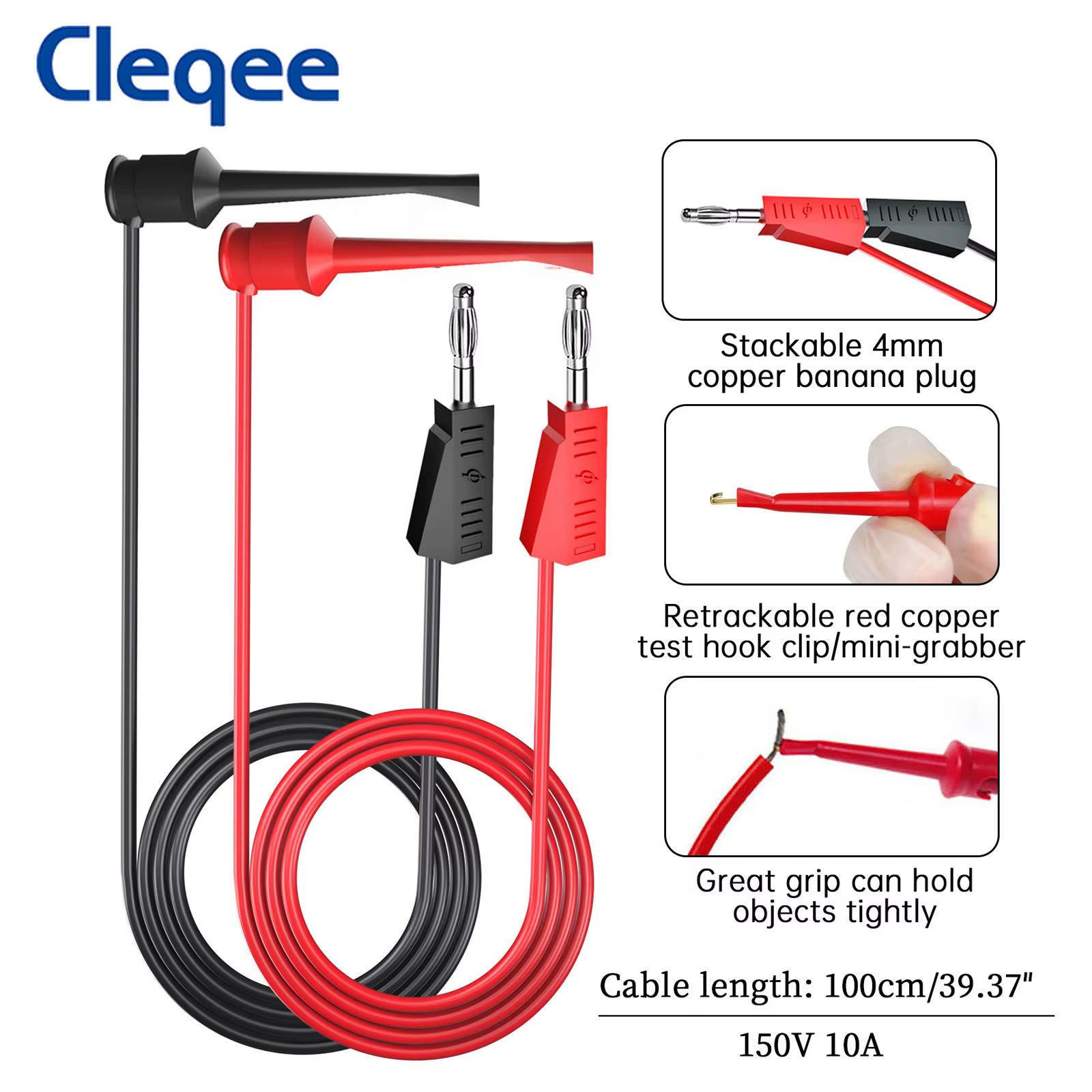 Cleqee P1308D Kit de fils de Test multimètre multifonctionnel en Silicone avec aiguilles tranchantes